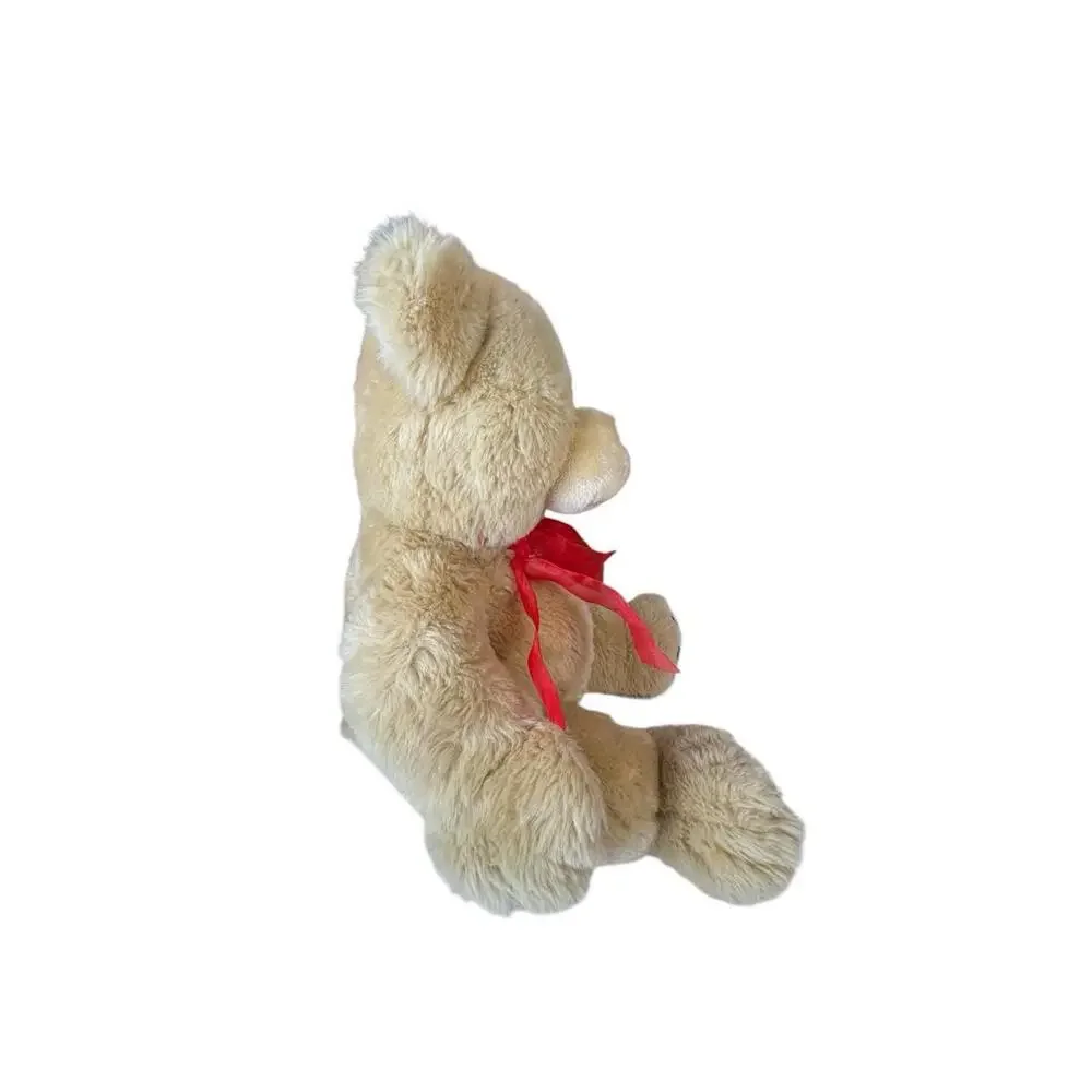 Large Tan Plush Teddy Bear w/ Red Bow ~ 28” Soft‎ Stuffed Animal Toy